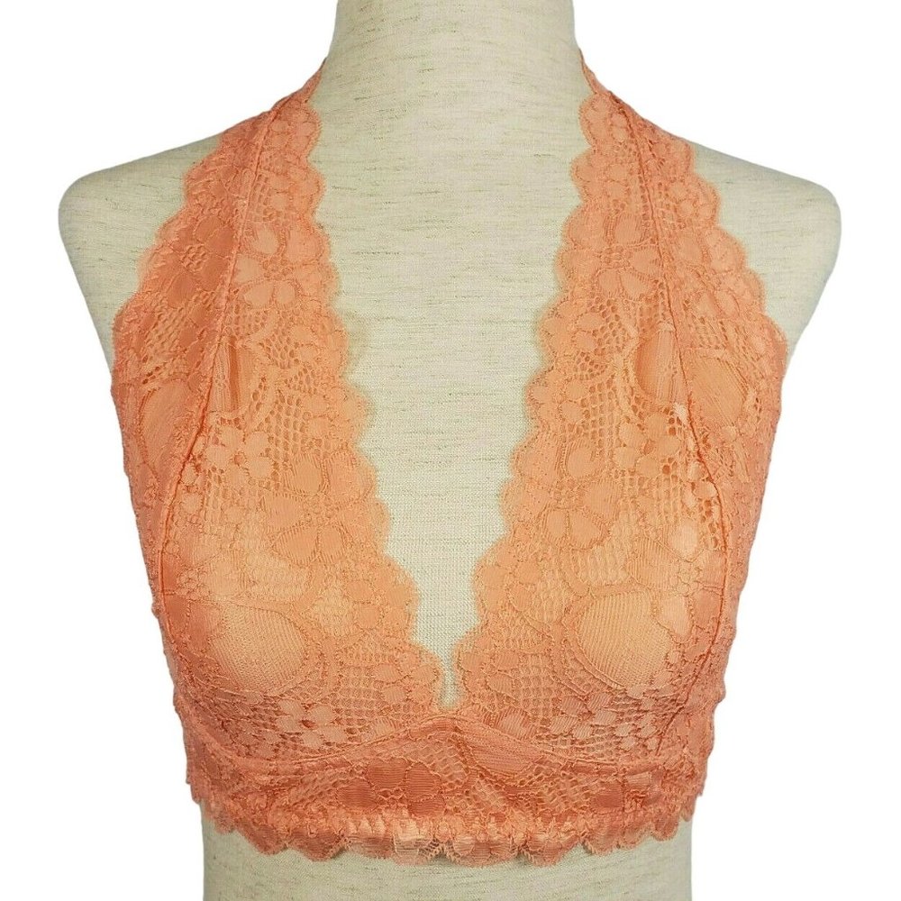 Free People Women Intimates sz M Galloon Lace Halter color Orange